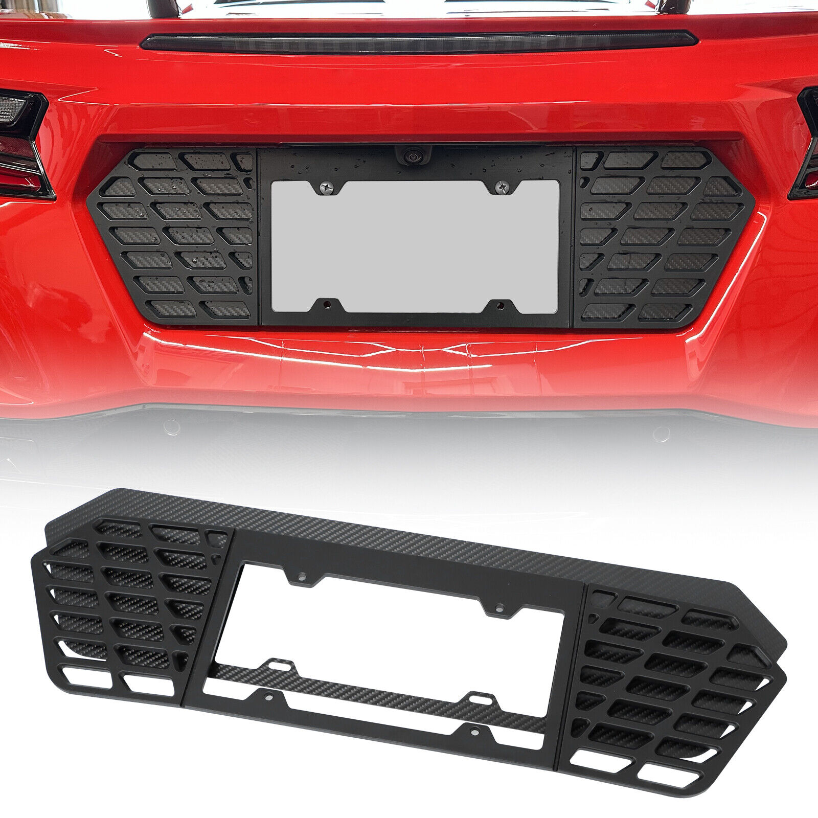 Rear Number License Plate Frame for C8 Corvette Carbon Fiber Flash 2020-2024 