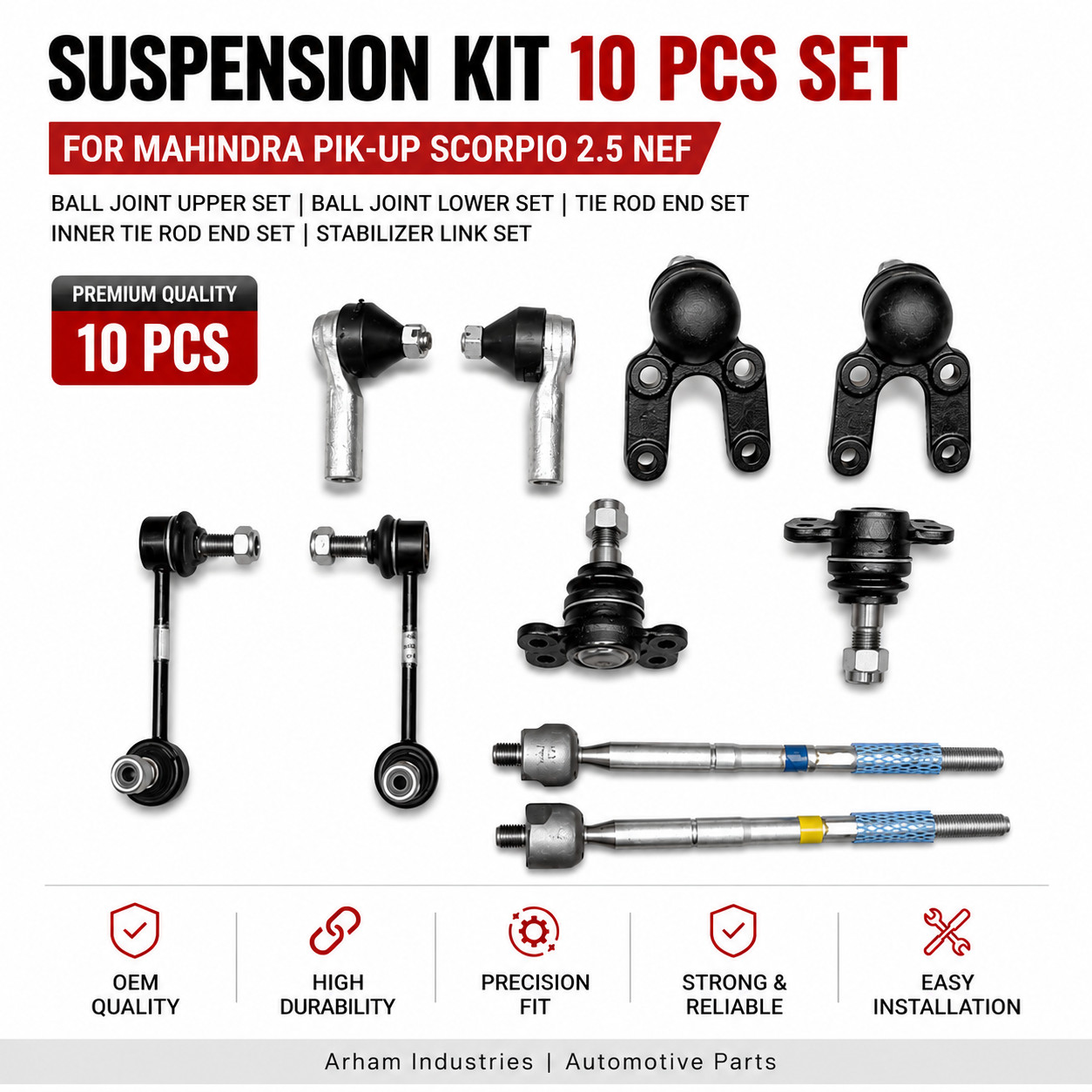 OEM Suspension Ball Joint Tie Rod Link Rod Kit Mahindra Scorpio Pickup 2.5 NEF