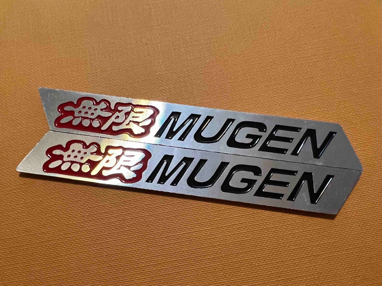 2X JDM NEW Mugen Aluminum Spoiler Emblem Badge Left & Right (Red+Black) 2X JDM NEW Mugen Aluminum Spoiler Emblem Badge Left & Right (Red+Black)