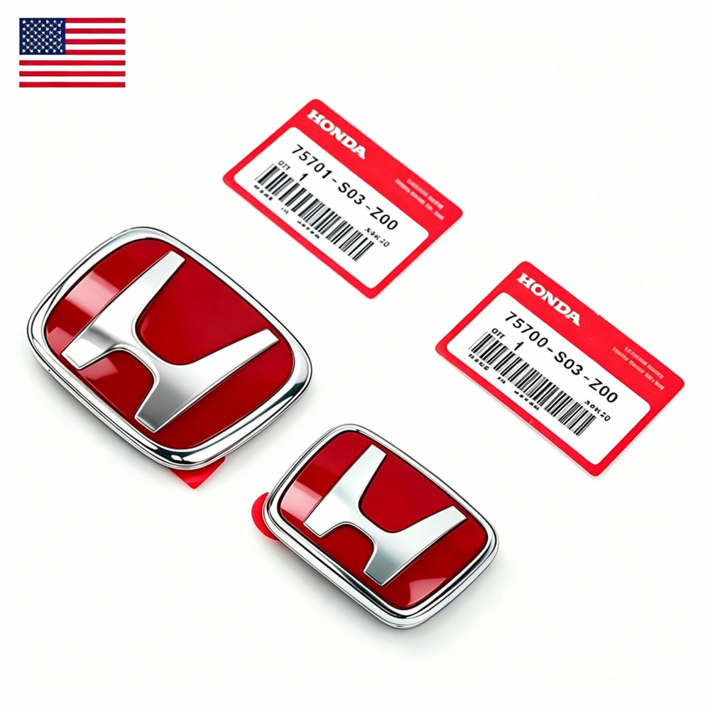 Front Rear Emblem Red Badge❤Fit For Honda Civic 96-00 Accord 92-95 PRELUDE 92-01