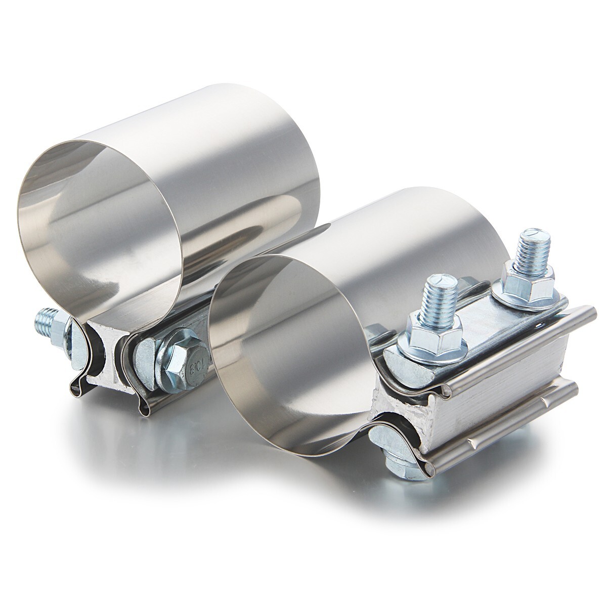2PCS 2.5 Inch Butt Joint Band Exhaust Clamp Sleeve Coupler T304 Stainless Steel