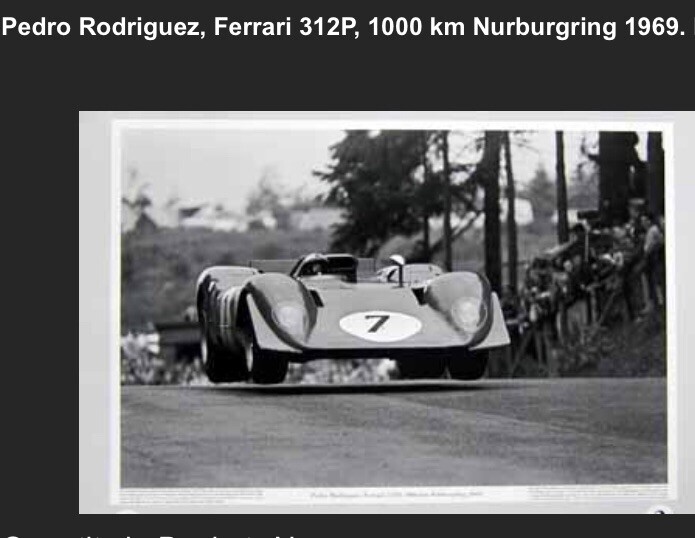 Ferrari 312P 1000km Nurburgring 1969- Pedro Rodriguez-Airborne Car Poster Own It
