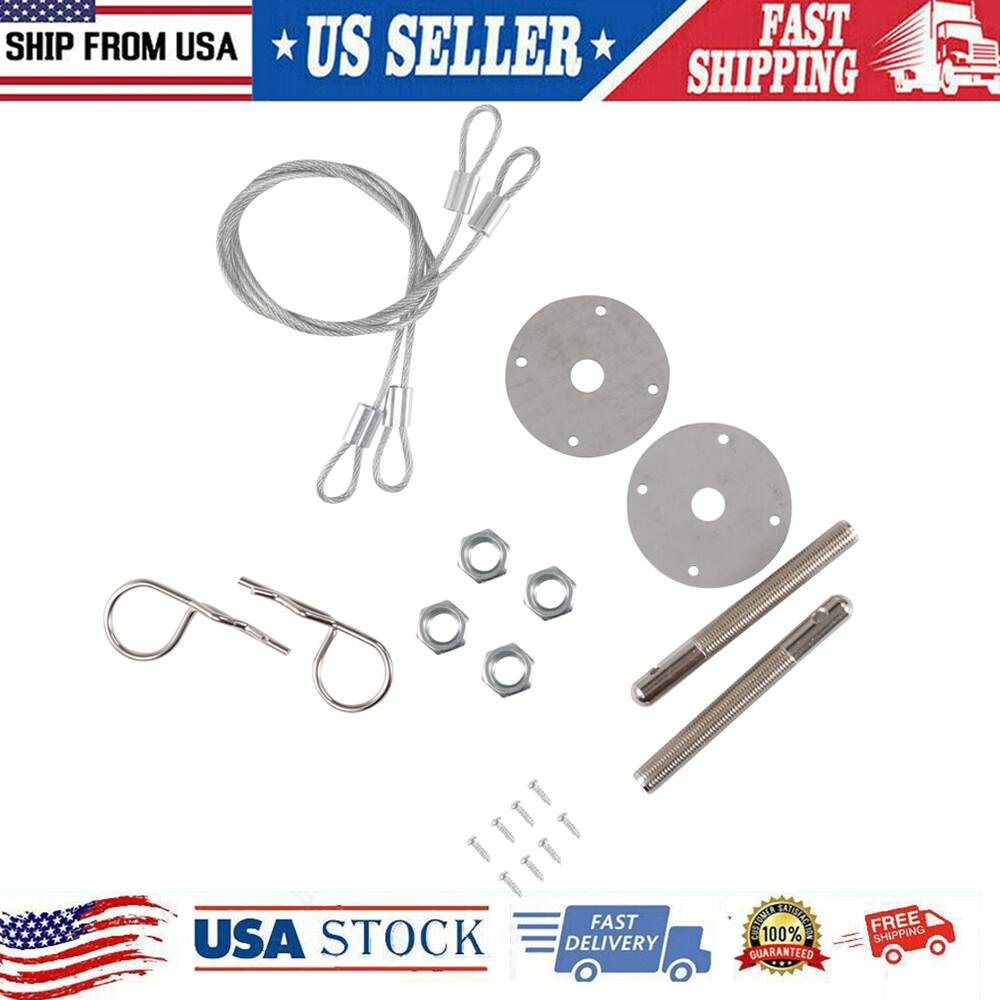 Racing Style Stainless Steel Mount Hood Pin Pins Plate Bonnet Lock Kit Universal