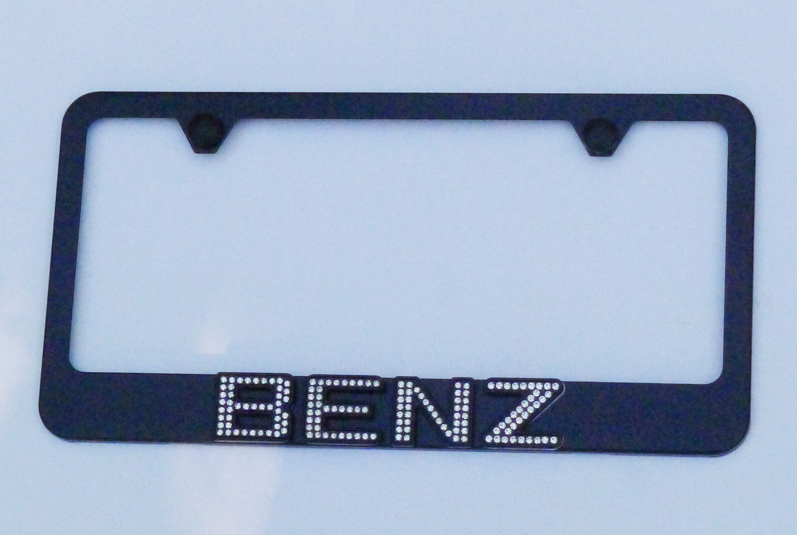 Mercedes Benz Black License Plate Frame Swarovski Iced Out Crystal Emblems