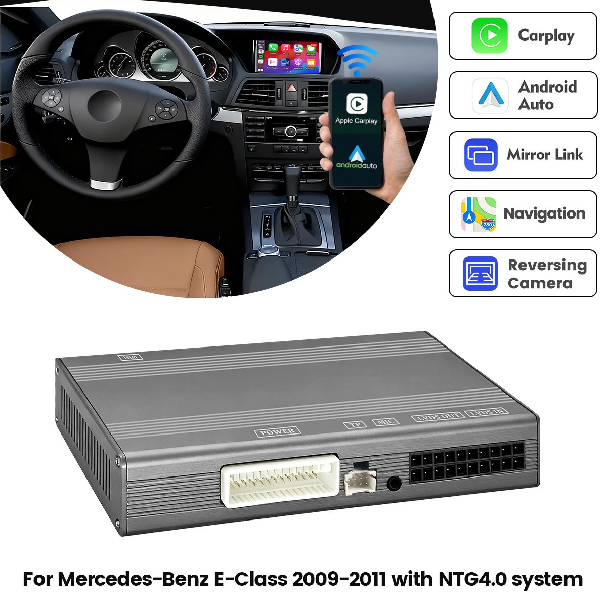 For Mercedes-Benz E-Class 2009-2011 with NTG4.0 Wireless CarPlay Android Auto