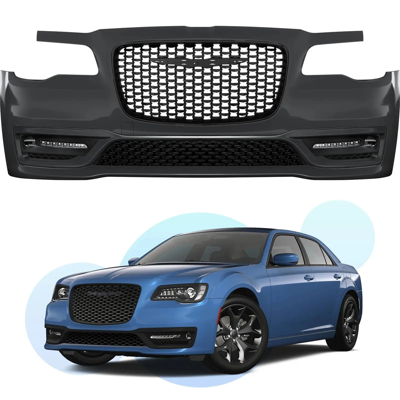 For 2015-2023 Chrysler 300C SRT-8 Front Bumper Cover Set Complete Kit