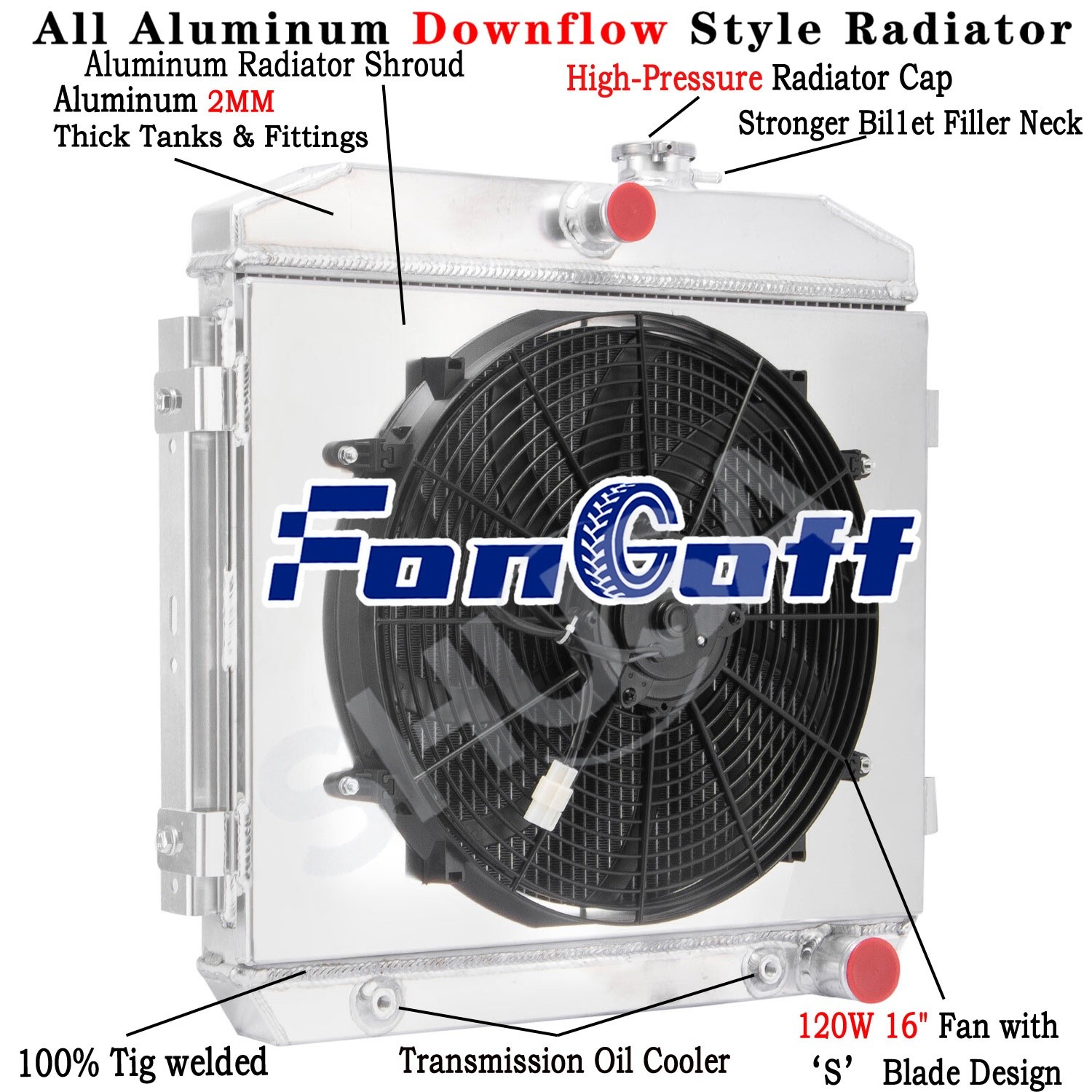 Fit 1955-1957 1956 Chevy Bel-air Nomad AT 3 Row Radiator+Shroud Fan