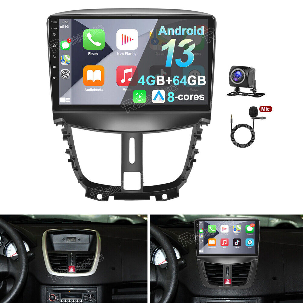 4+64GB For Peugeot 207 2006-15 Android 13 Car Carplay Stereo Radio Navi WiFi GPS
