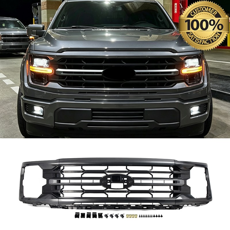 For 2024 2025 2026 Ford F-150 F150 XLT Front Bumper Grille Grill Carbonized Gray