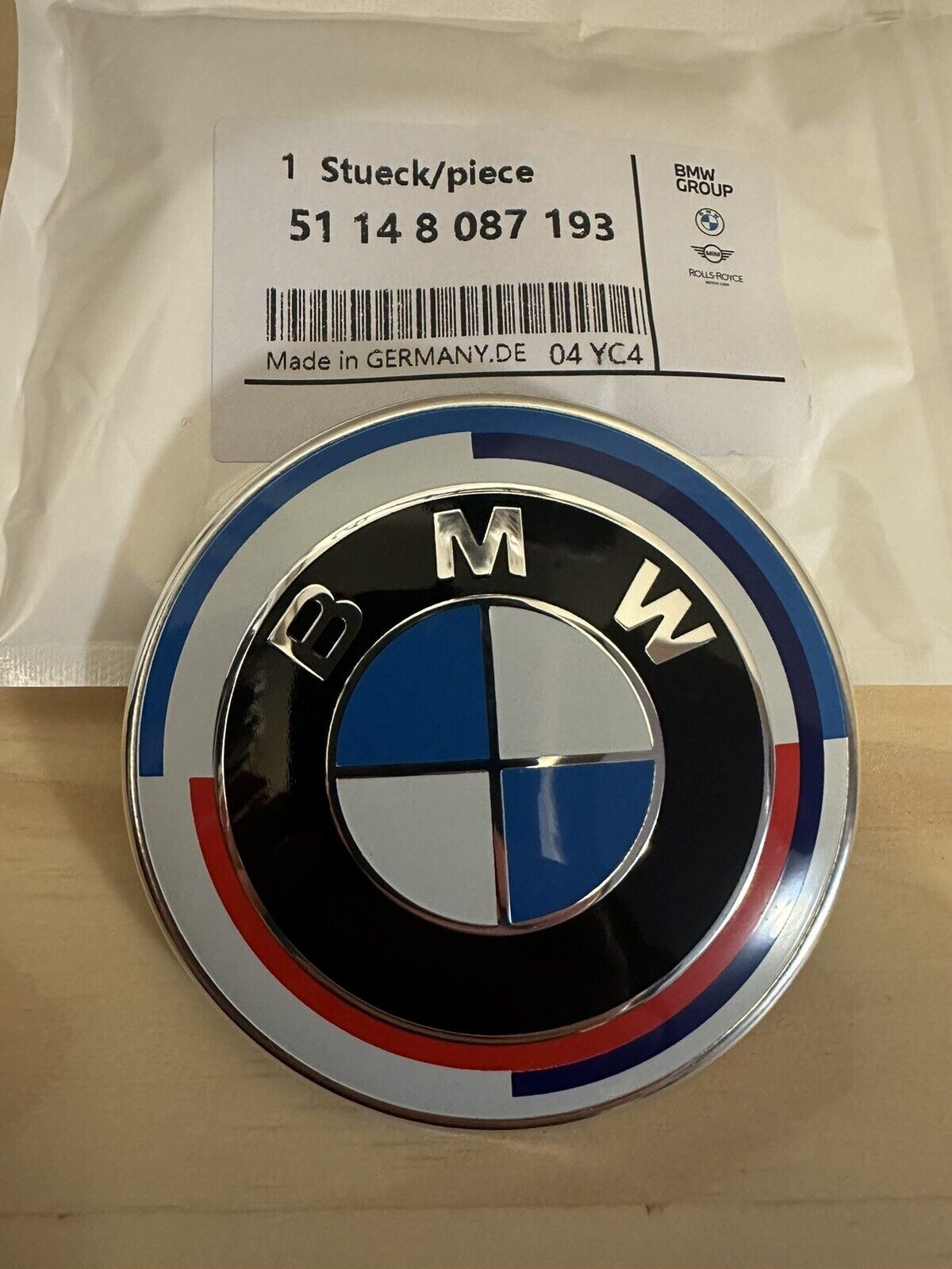 Genuine BMW 50 Years M Heritage Badge  82mm front Trunk Emblem NEW