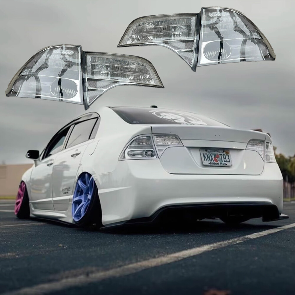 Pair Crystal Clear Brake Lamps Tail Lights Cover For 06-11 Honda Civic 4DR Sedan