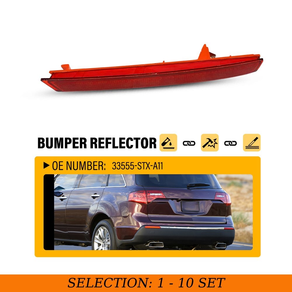 1-10PCS For Acura MDX 2010-2013 Rear Bumper Reflector Case Driver Side Red Lens