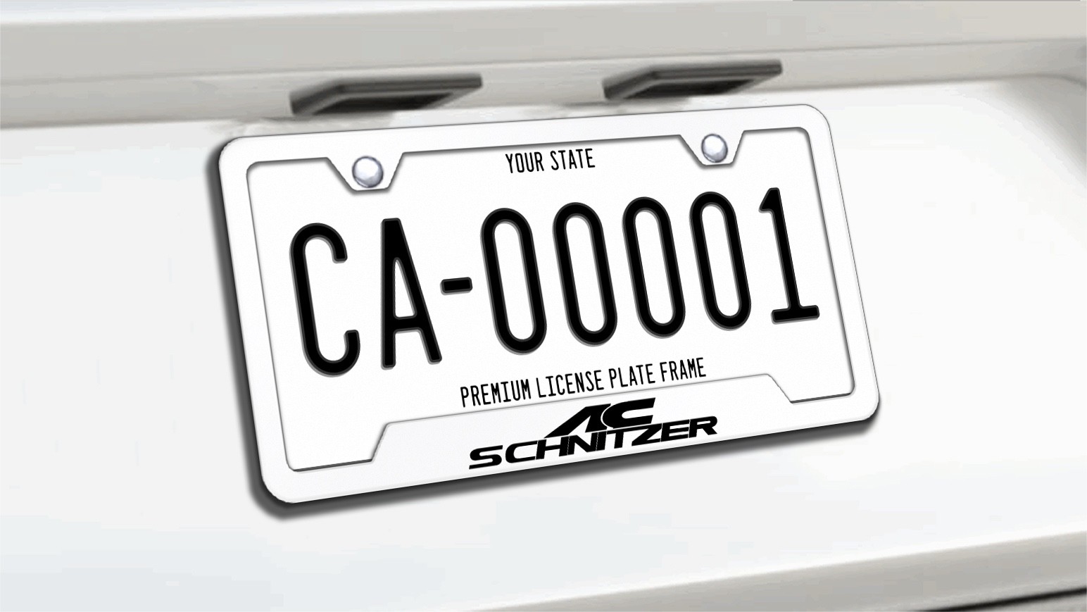 AC SCHNITZER License Plate Frame White Metal | Street Speed Wheels Racing USA