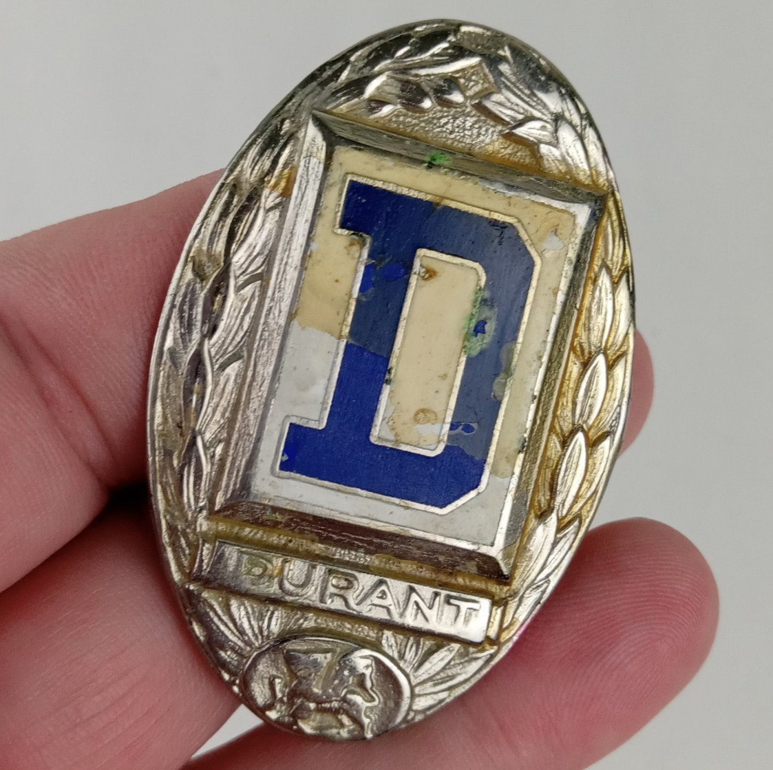 OEM Original 1920's DURANT Enamel Metal Radiator Grille Logo Badge Emblem 