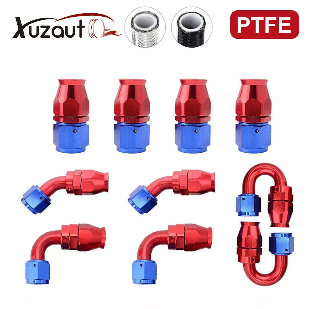  10PCS 4AN 6AN 8AN 10AN 12AN PTFE Fuel Hose End Fitting Adapter Kit E85 