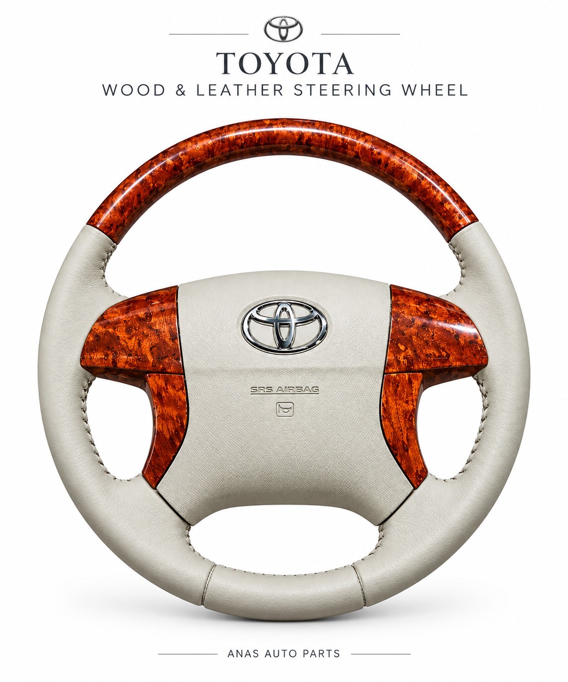 Toyota Wood Grain & Leather Steering Wheel | Luxury Custom Upgrade Toyota Wood Grain & Leather Steering Wheel | Luxury Custom Upgrade