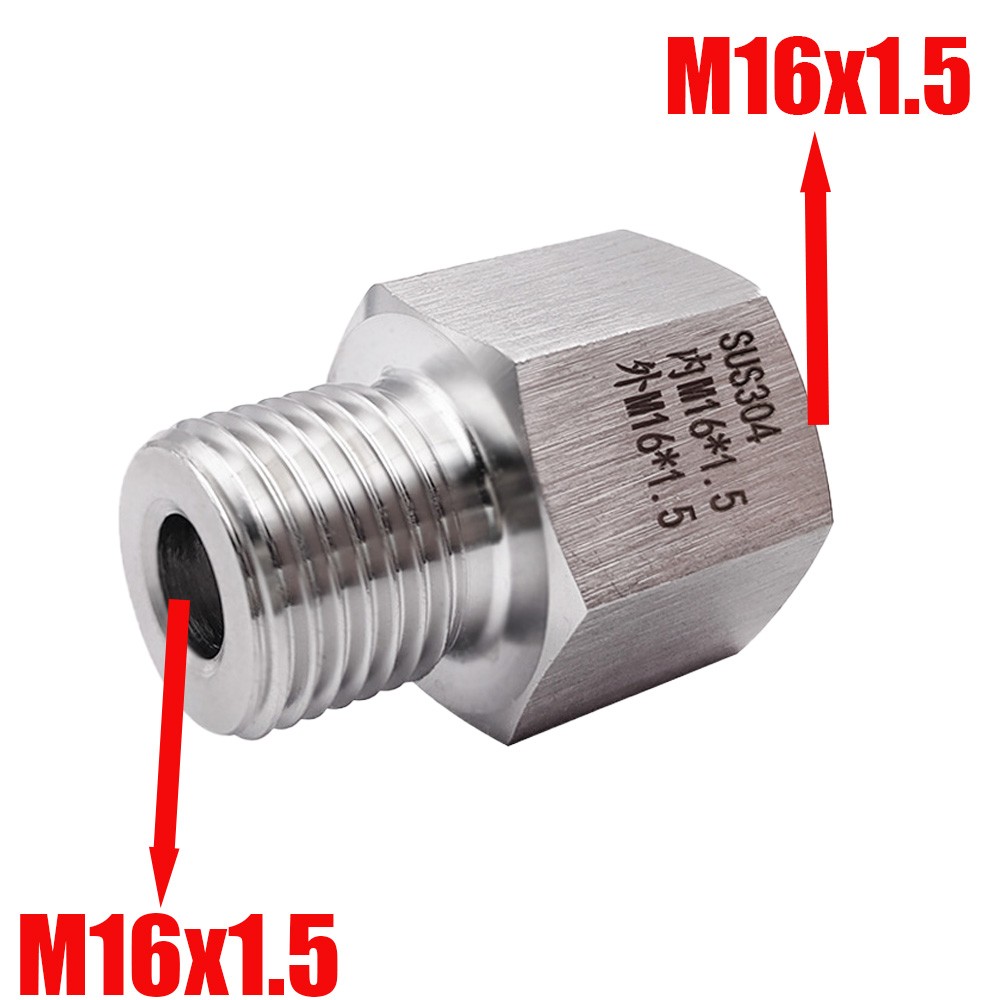 M16x1.5 Female to M16x1.5 Male Stainless Pressure Sensor Fittings Adapter