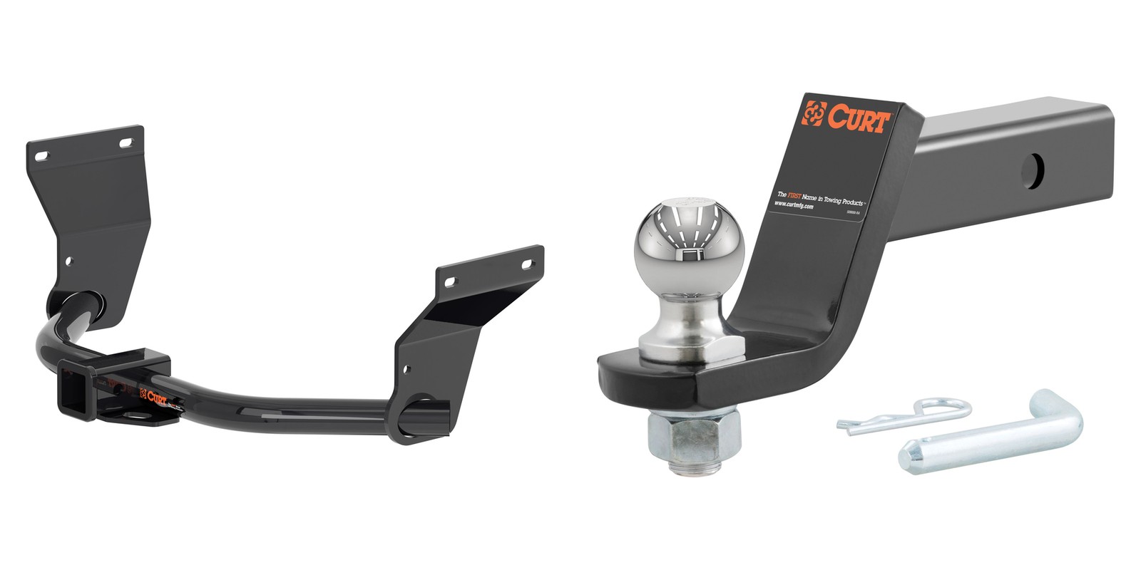 CURT Trailer Hitch Tow Kit 2in Receiver Class 3, Ball Mount, Pin & Clip - 13423