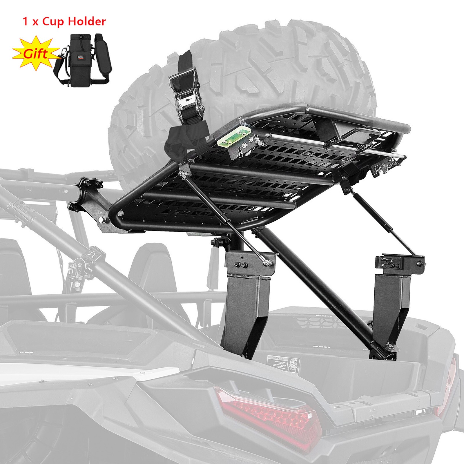 Rear Cargo Rack Pivoting Tire Rack For Polaris RZR XP 1000 / XP 4 1000 2024-2026