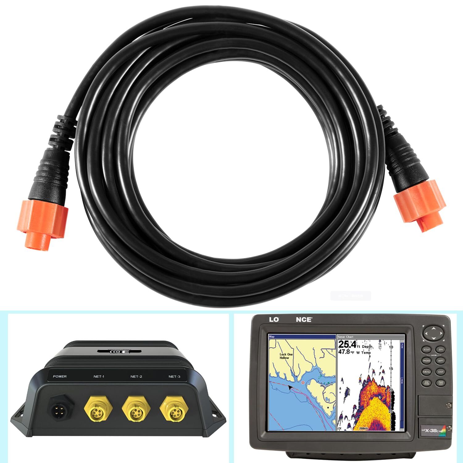 for Lowrance 15ft 5-pin Marine Ethernet Connector Cable ETHEXT-15YL 127-29