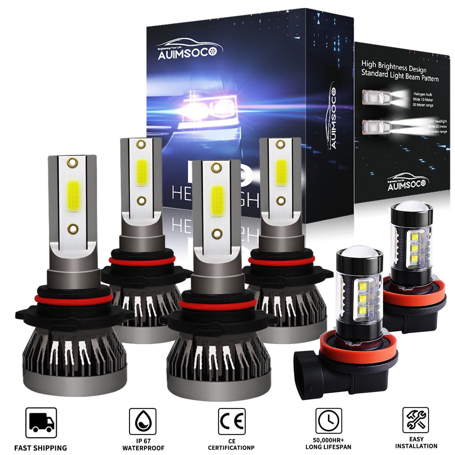 For Honda Civic Sedan 2006-2015 LED Headlight High Low Beam Fog Light Bulbs