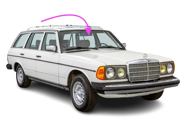 Fits: 1977-1985 Mercedes Benz 230,240D,280E,300D 4D Sedan Front Windshield Glass