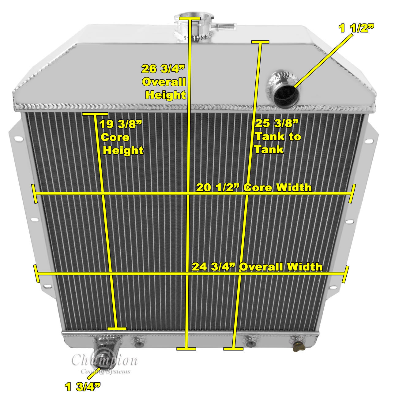 1949-1953 Ford Cars Ford Engine All Aluminum 3 Row Core Alliant Radiator