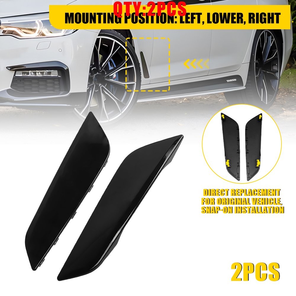 2x Black Side Fender Air Vent Trim For BMW G30 5 Series 2017-2022 Snap-on 2-20X