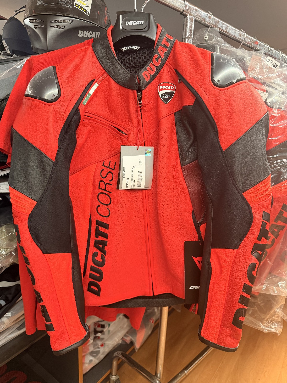 Ducati Corse Dainese Leather Motorcycle Jacket TRAFORATA C6 Red 52