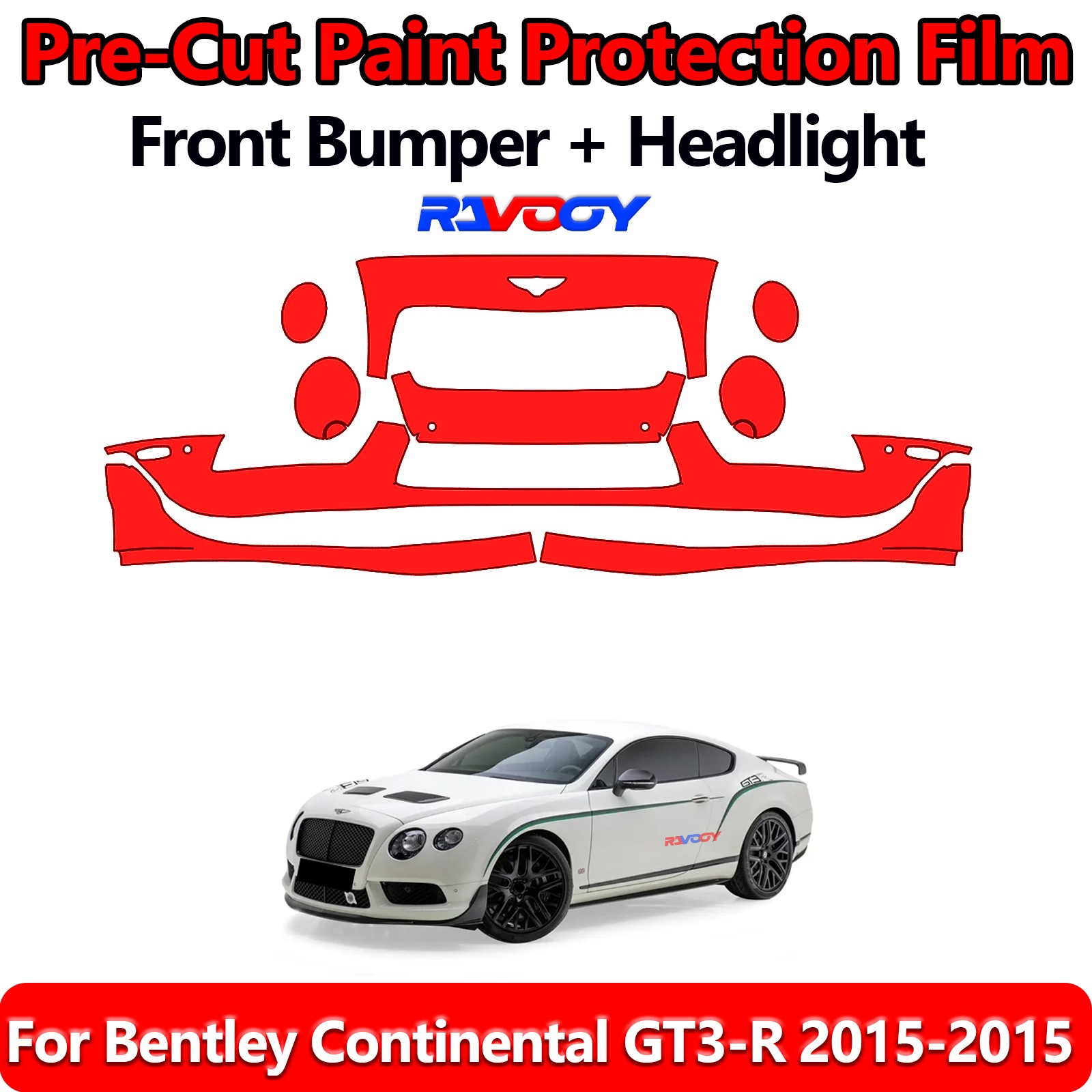 8.5Mil PreCut Front Bumper PPF Kit Film For Bentley Continental GT3-R 2015-2015