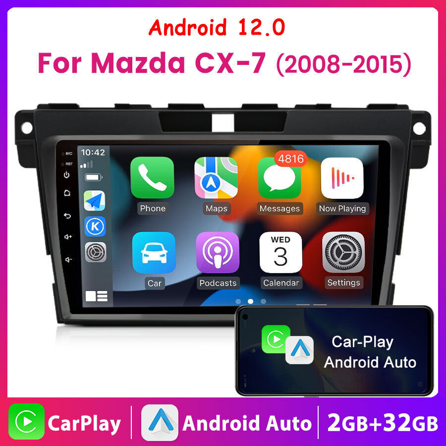 For 2008-15 Mazda CX-7 CX7 Apple CarPlay Android 14 Car Stereo GPS Touch Screen