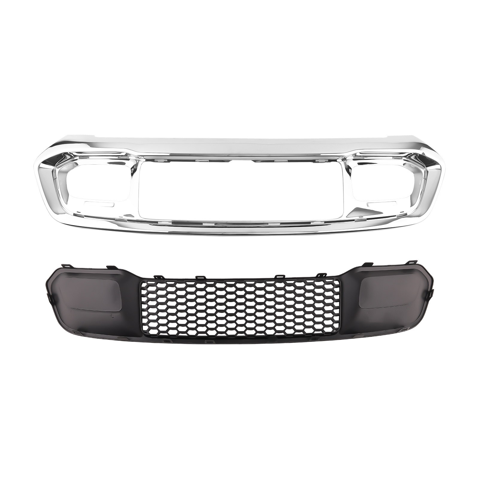 2pc Chrome Bumper Grill Bezel & Bumper Grille for Jeep Grand Cherokee 2017-2022
