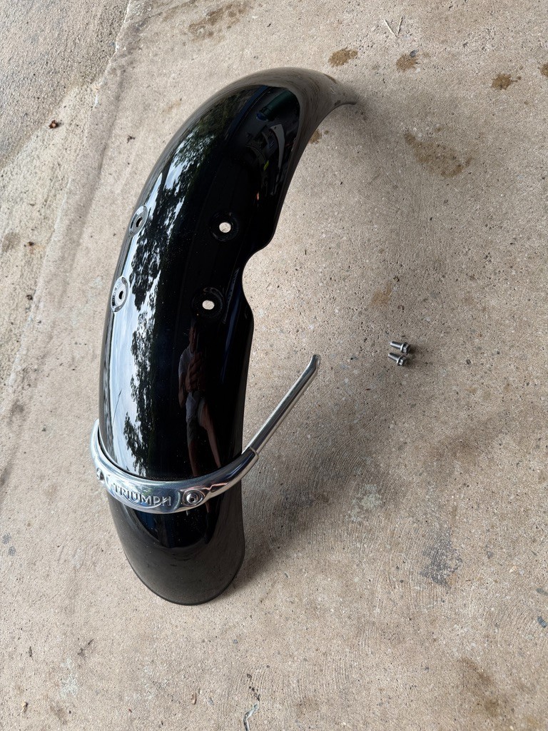 2024 Triumph Bonneville Gloss BlackT120 front fender OEM with bracket and screws