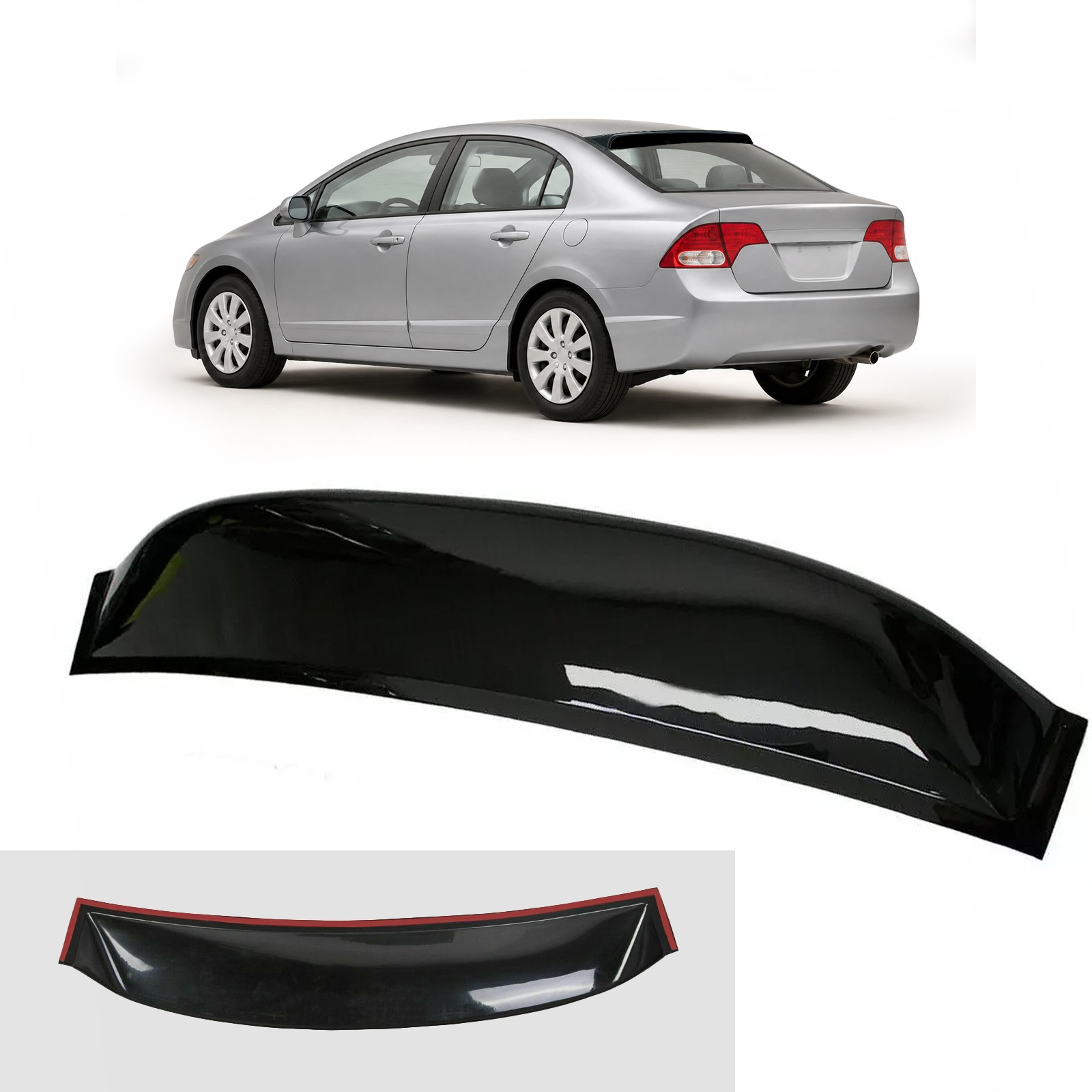 For 06-15 Honda Civic 4DR Sedan ABS Rear Window Roof Vent Visor Spoiler Wing For 06-15 Honda Civic 4DR Sedan ABS Rear Window Roof Vent Visor Spoiler Wing