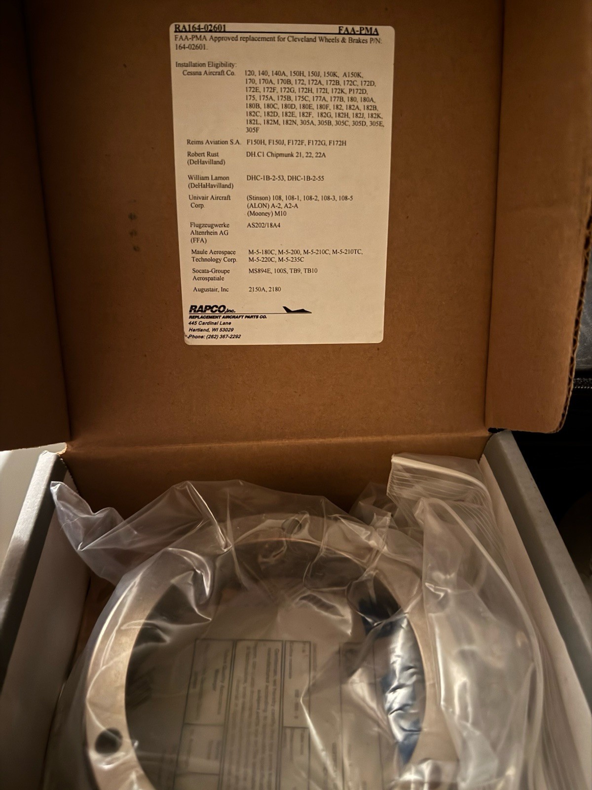 Rapco Brake Disc Rotor P N 164-02601 New In Box 