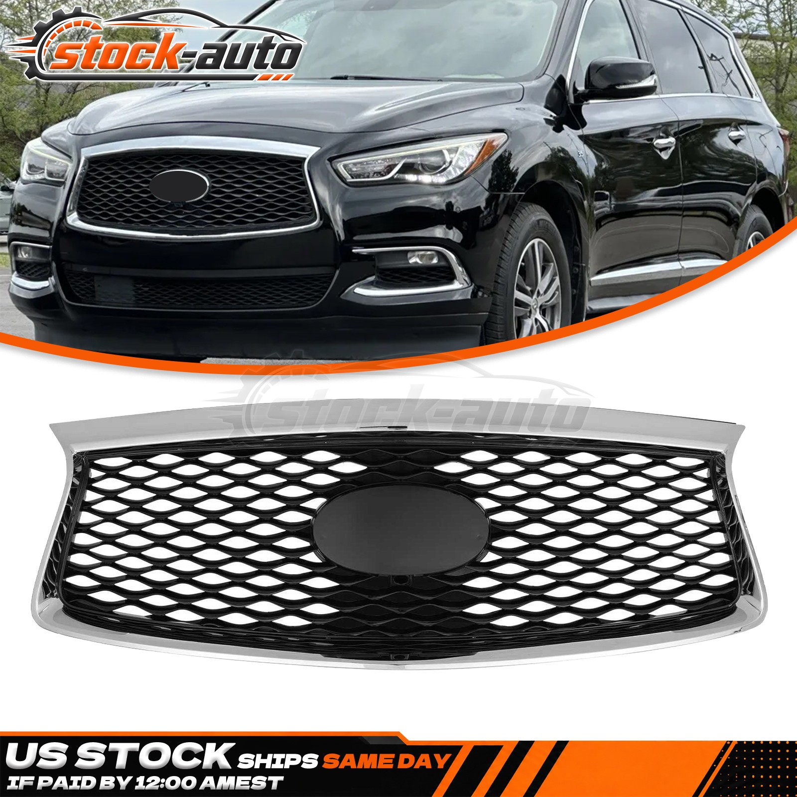 For 2016-2018 2019 2020 Infiniti QX60 Front Upper Grille With Camera Hole Grill