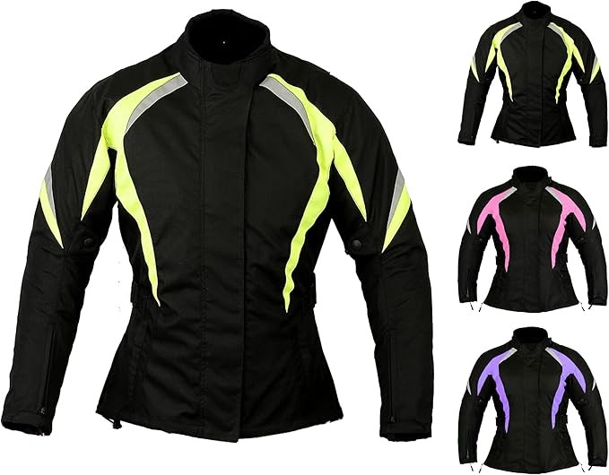 Womens Motorbike Jacket Waterproof CE Armoured For Bikers Coat Cordura Textile