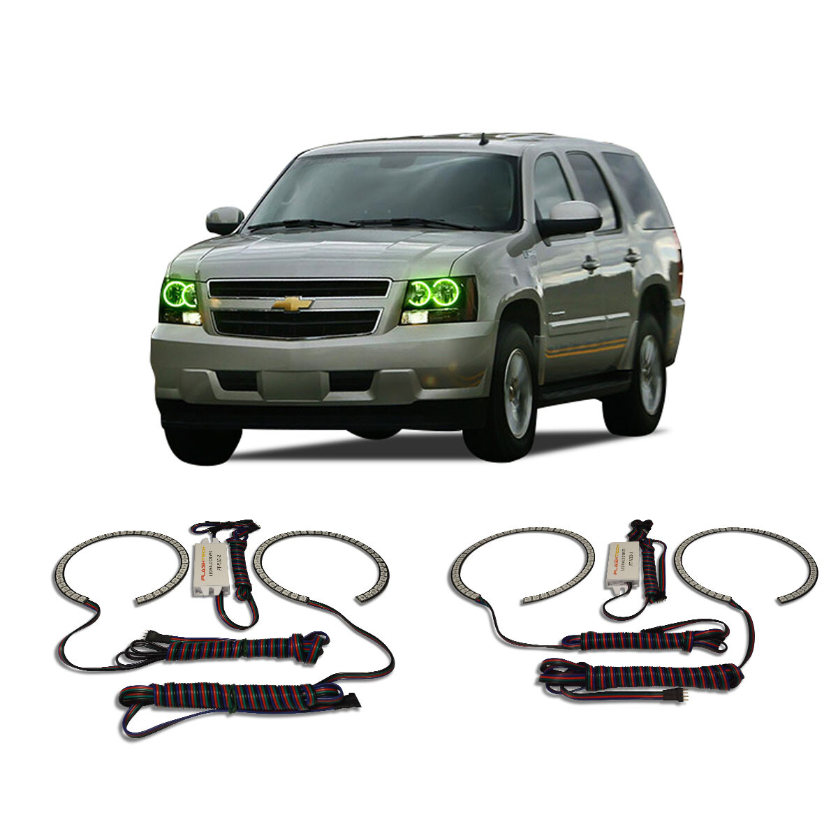 Bright Green Angel Eye Headlight Halo kit for Chevrolet Tahoe 07-13