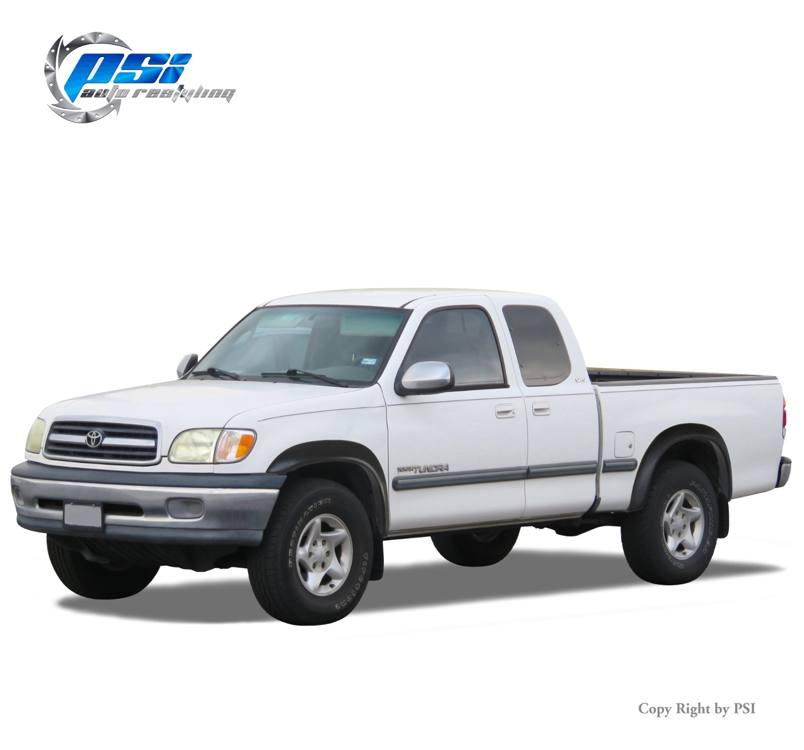 Extension Style Fender Flares Fits Toyota Tundra 2000-2006 Full Set, Paintable