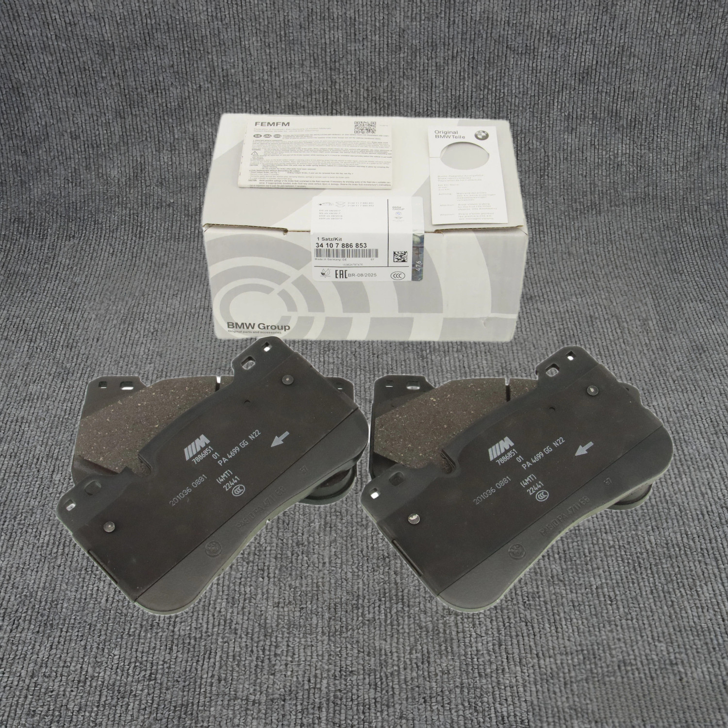 34107886853 Front Brake Pad for BMW 21-24 X5 X6, M5 F90, M8 F91 F92 20-22 OEM