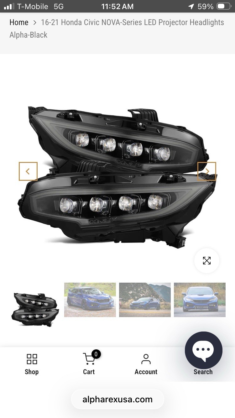 For 2016-2021 Honda Civic NOVA-Series LED Projector Headlights Black