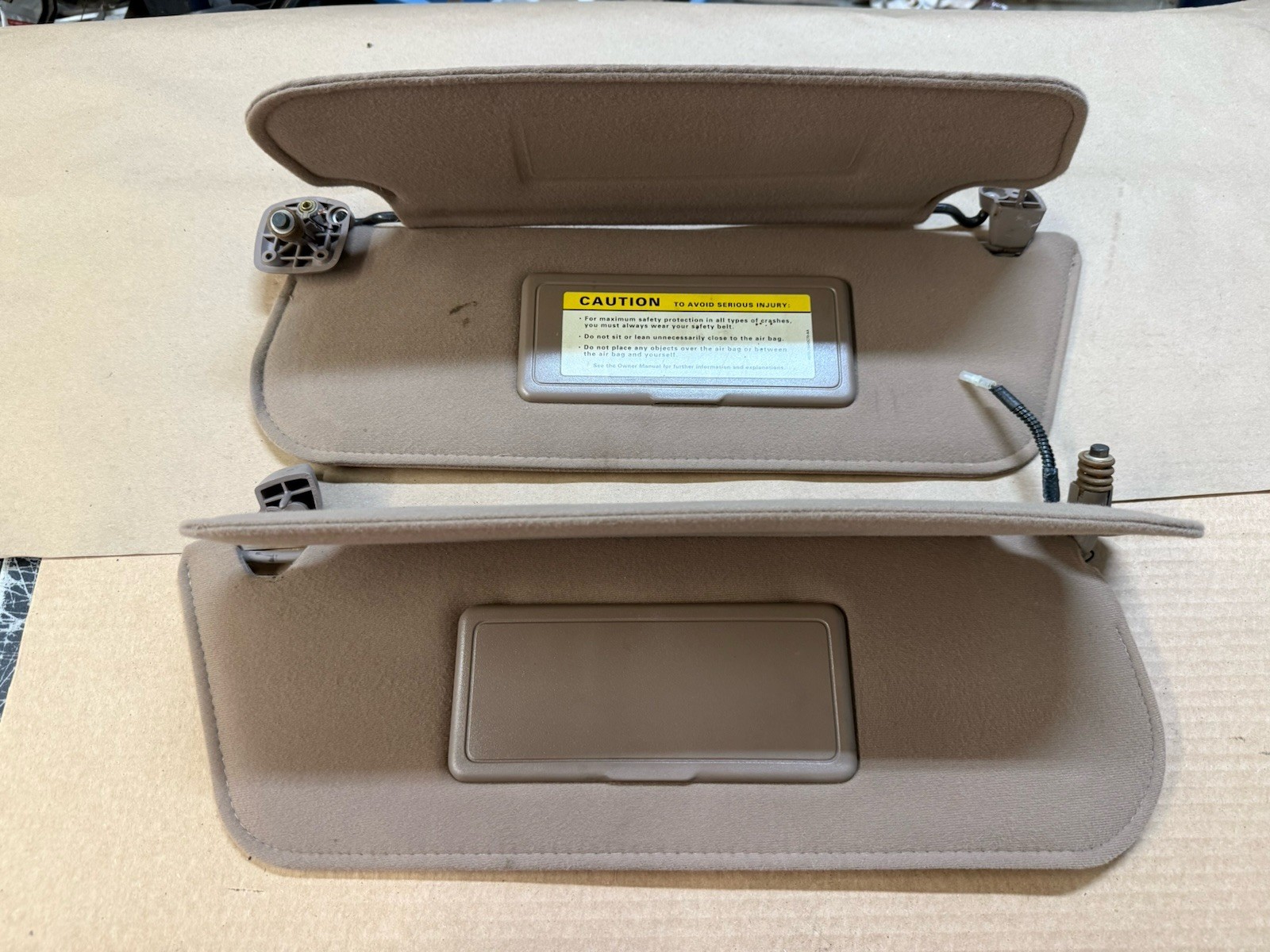 1992-1996 92-96 Ford Truck Bronco Double Lighted sunvisors Sun Visors Tan #2
