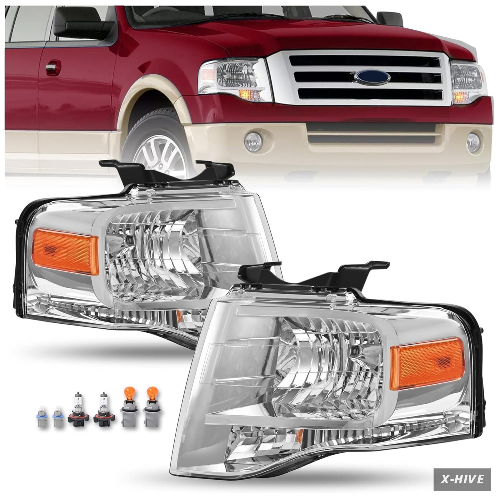 Headlight Assemblies Waterproof 1 HECASA Pair Halogen Compatible 2007-2014