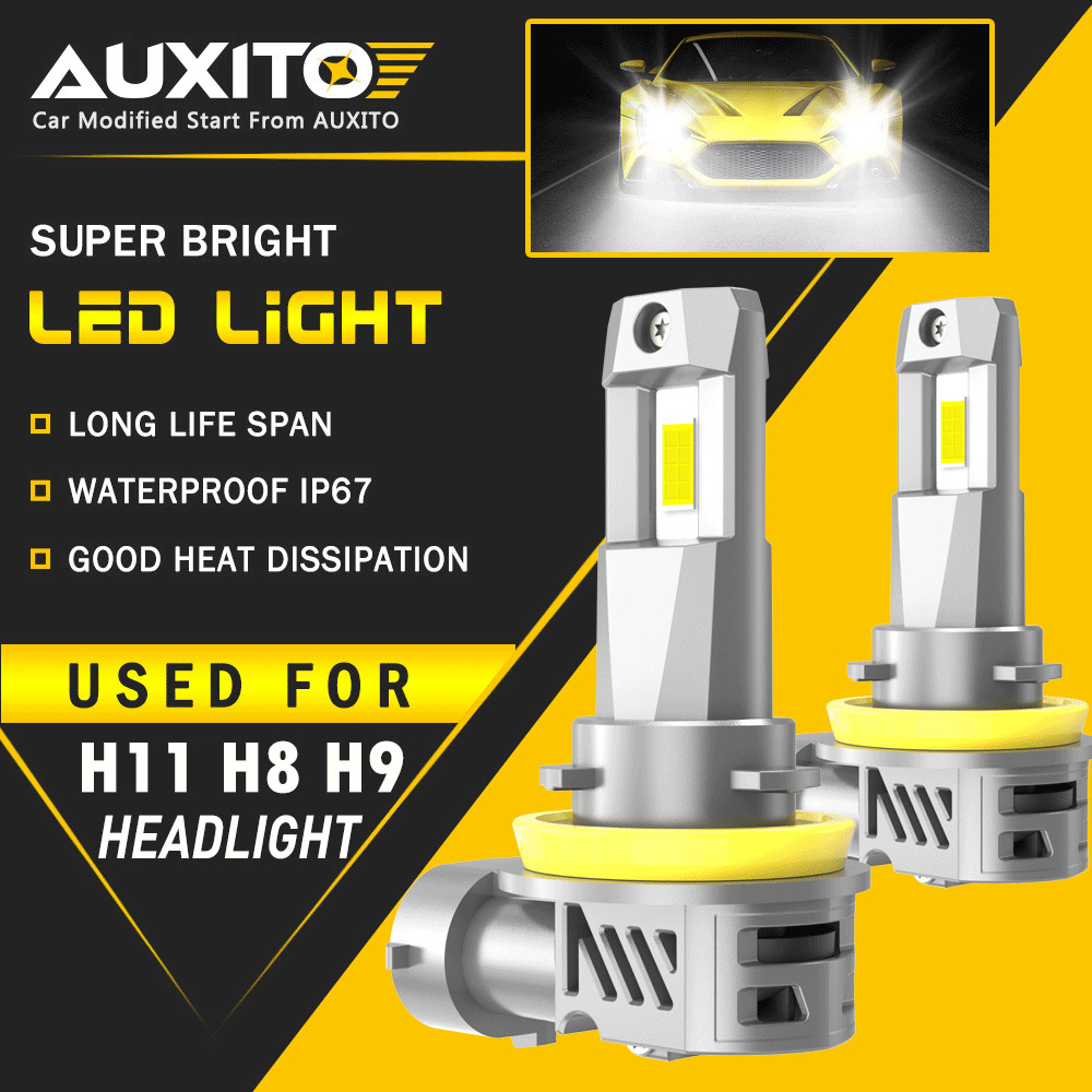 AUXITO H11 LED Headlight Bulbs High Low Beam 6500K Bright White CANBUS M3S EOA