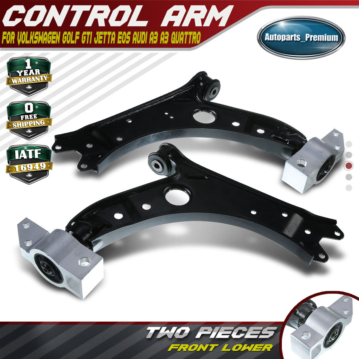 2Pc Front Lower Control Arm Left Right Kit For VW Golf GTI Jetta Rabbit Audi A3