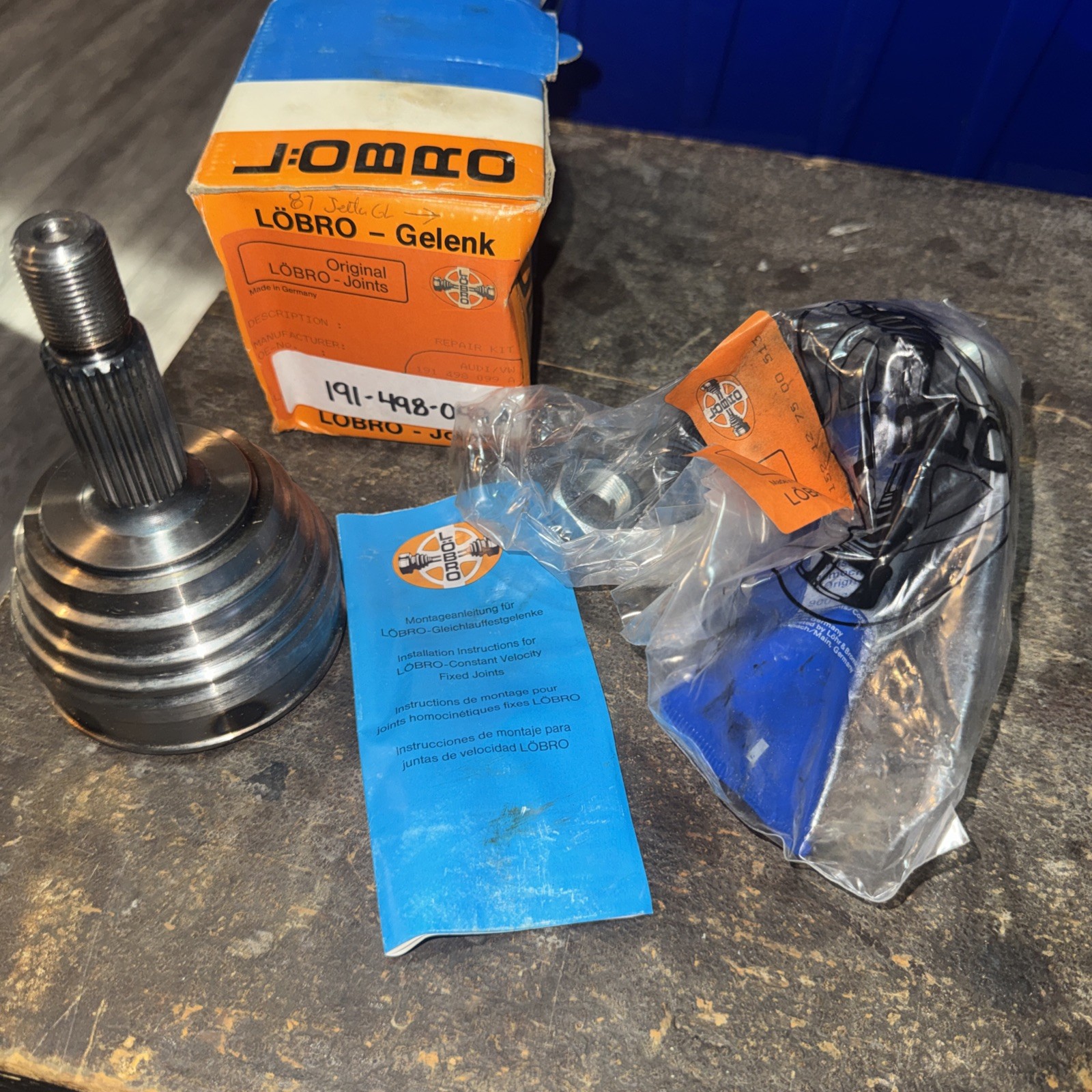 Löbro Front Outer CV Joint Kit (VW/Audi 191 498 099A) (NOS) With Box Jetta GL