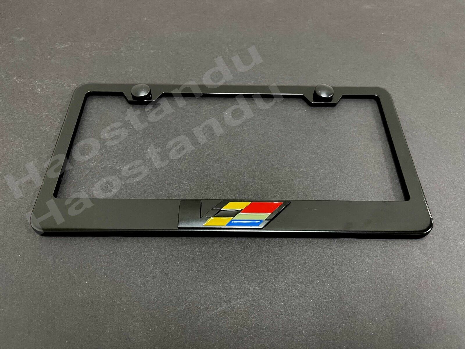 1x (Black) V-Series LOGO 3D Emblem BLACK Stainless License Plate Frame RUST FREE