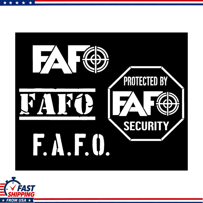 4-Pack Funny FAFO Die Cut Vinyl Decals, White, Small 4 Inch