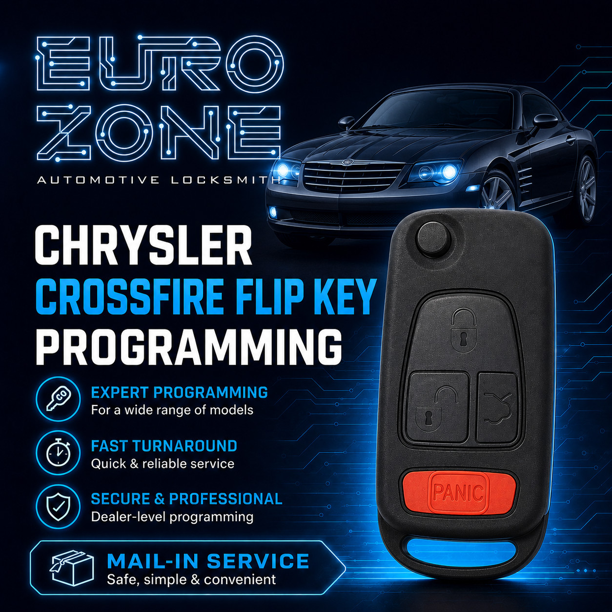 Chrysler Crossfire Flip Transponder Key Programming
