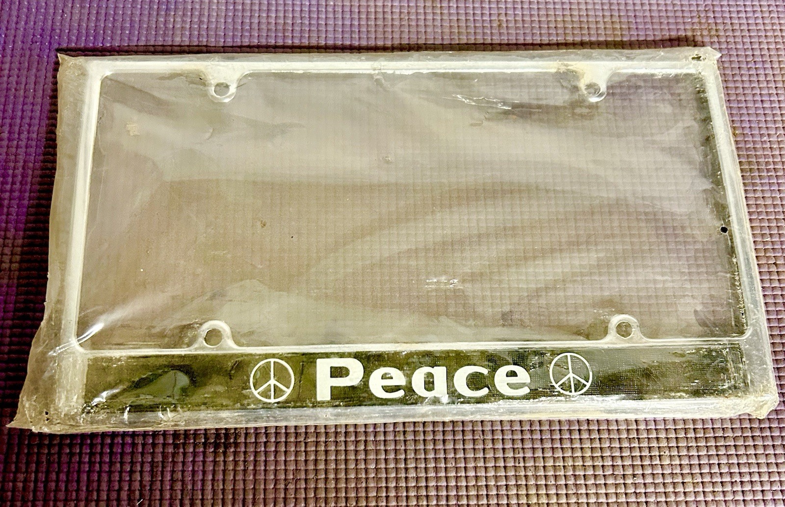 Vintage 70’s PEACE Peace SIGN Vanity METAL Chrome License Plate Frame NOS Vintage 70’s PEACE Peace SIGN Vanity METAL Chrome License Plate Frame NOS